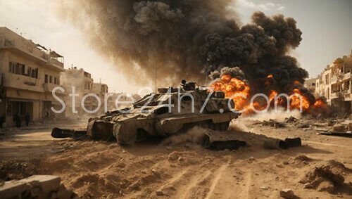 Tank Amidst Explosive Middle East Conflict