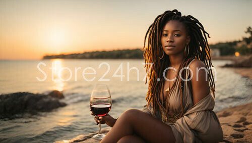 Sunset Beach Wine Relaxation Portrait