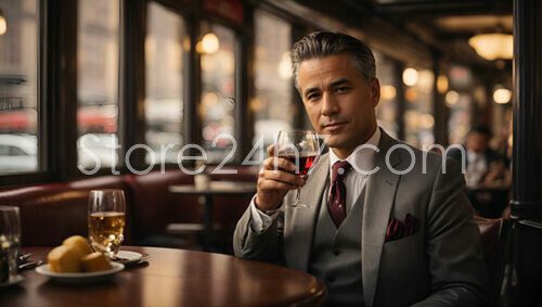 Distinguished Gentleman with Red Wine