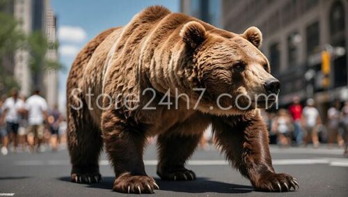 Brown Bear Strolling Urban Street