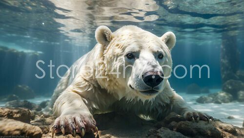 Submerged Polar Bear Gazing Upward
