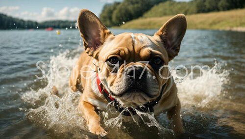 Splashing French Bulldog Summer Adventure