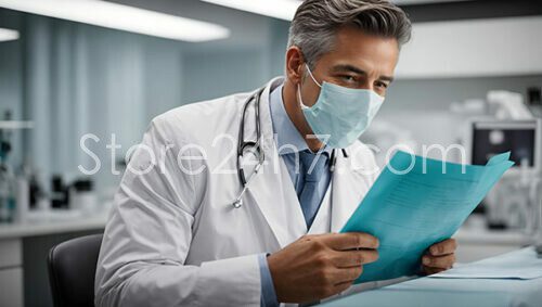 Diligent Doctor Reviewing Medical Records