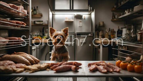 Yorkie Surrounded by Kitchen Delights