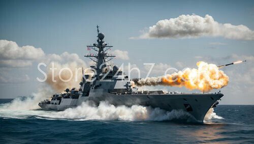 Destroyer Launches Missile Red Sea