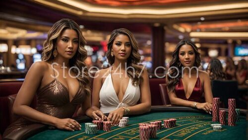 Elegant Women Players Casino Night