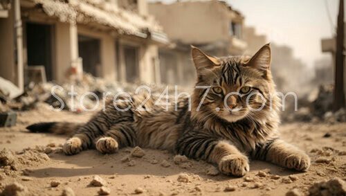 Cat Amidst Middle Eastern Ruins