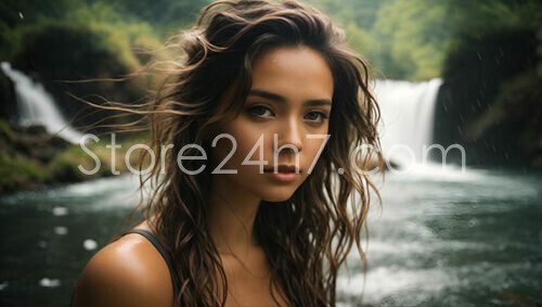 Intimate Portrait with Waterfall Background