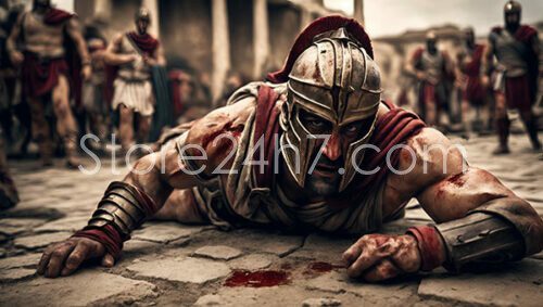 Fallen Spartan Warrior Battle Scene