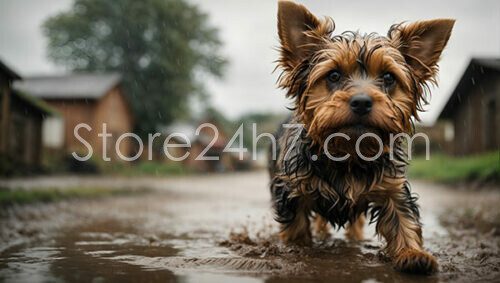 Rainy Day Yorkshire Terrier Walk