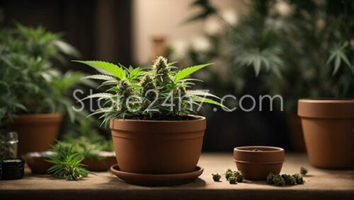 Indoor Cannabis Plant Pot Display