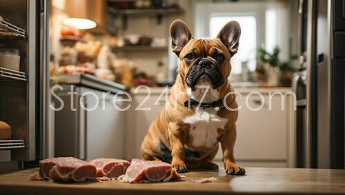 French Bulldog Tempted by Kitchen Treats