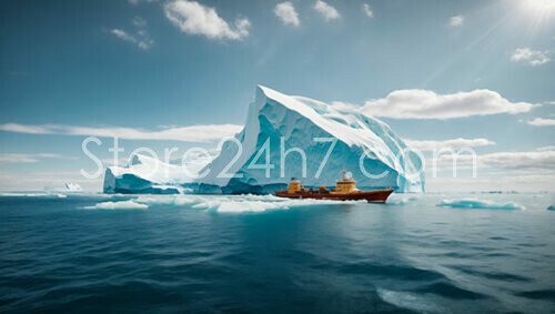 Research Vessel Navigates Massive Iceberg