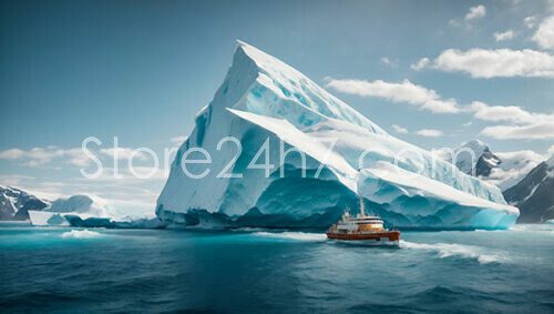 Iceberg and Research Ship Encounter