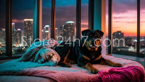 Rottweiler Overlooking City Sunset View