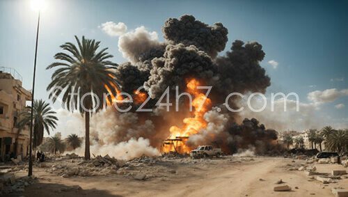Middle East Conflict Zone Explosion