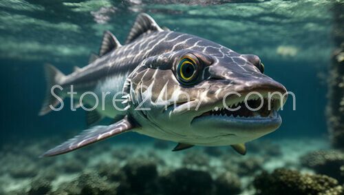 Vivid Close-Up Barracuda Portrait
