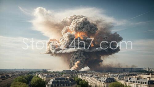 Apocalyptic Explosion Over City Skyline
