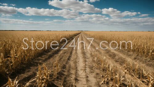 Drought Stricken Cornfield Pathway Horizon