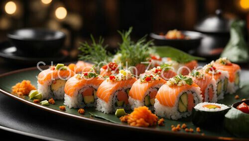 Salmon Sushi Roll Gourmet Plate