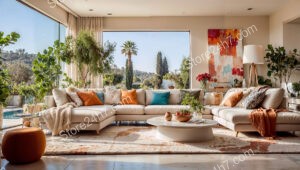 Bright Modern Living Room Panorama