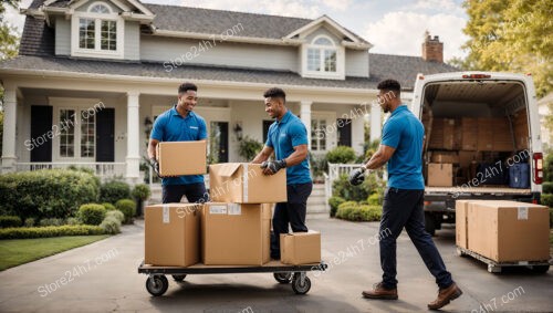 Efficient Moving Team Loads Boxes