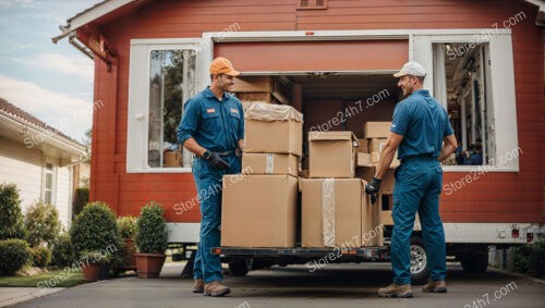 Efficient Moving Team Loads Truck Carefully