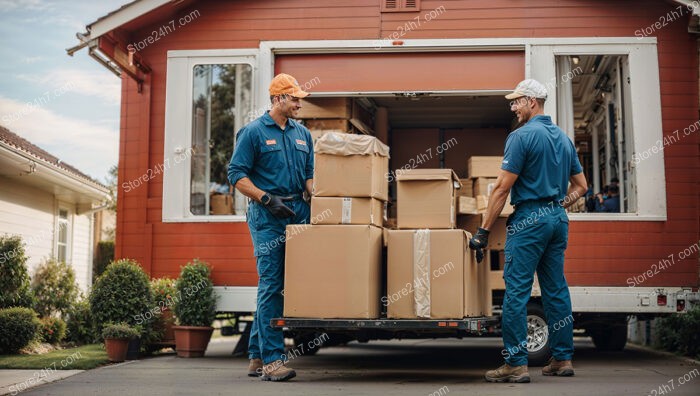 Efficient Moving Team Loads Truck Carefully