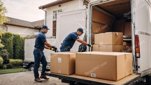 Movers Loading Truck with Precision Care