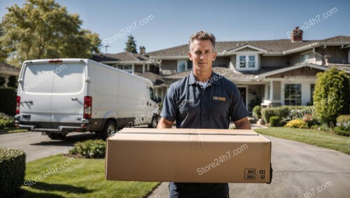 Professional Mover Delivers Box Securely