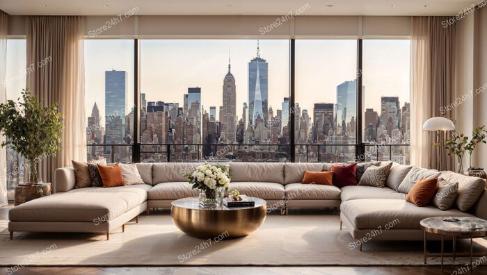 Urban Skyline Chic Living Space