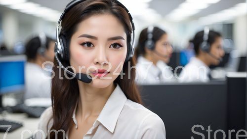 Elegant Call Center Operator Focus