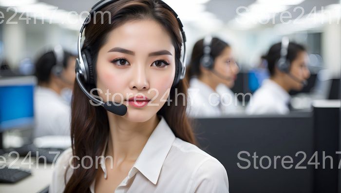 Elegant Call Center Operator Focus