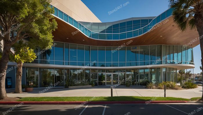 Curved Architecture Office Building Entry