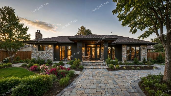 Contemporary Home with Stone Accents