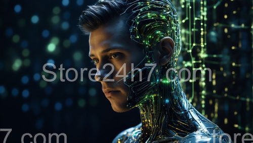 Human Cyborg Fusion with Luminous Veins
