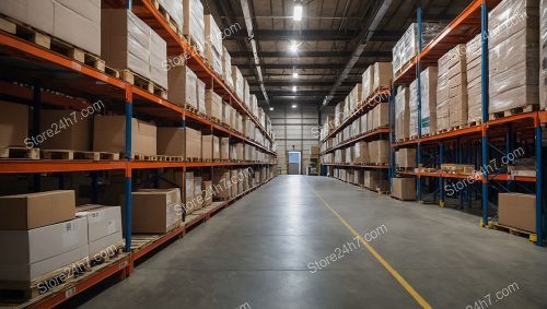 Industrial Warehouse Interior with Boxes