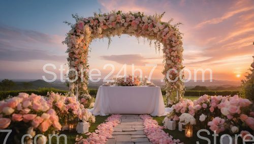 Sunset Wedding Ceremony Floral Arch