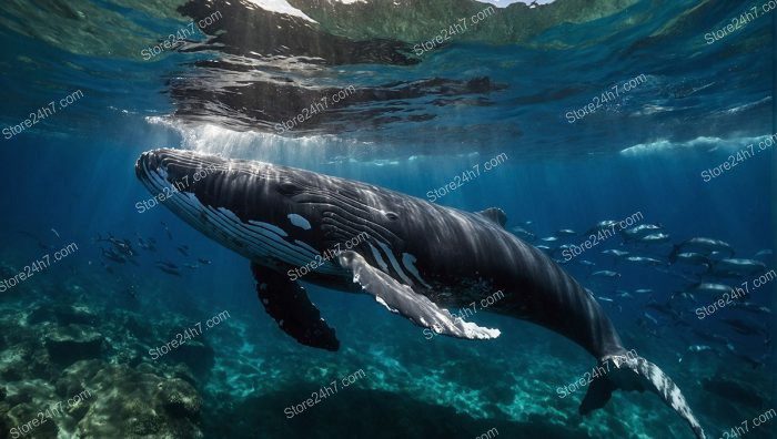 Whale Beneath Crystal Clear Waters