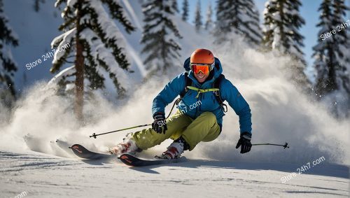 Dynamic Skier Powder Snow Turn