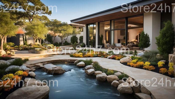 Modern Tranquil Stream Garden Design
