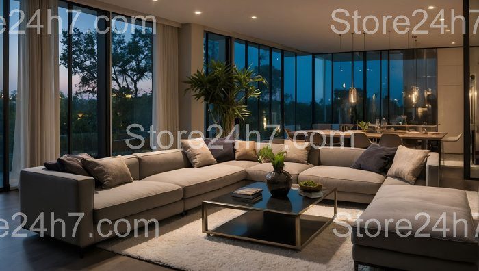Modern Elegant Living Room Evening
