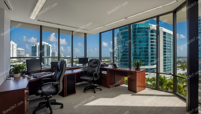 Sunny High-rise Corner Office View