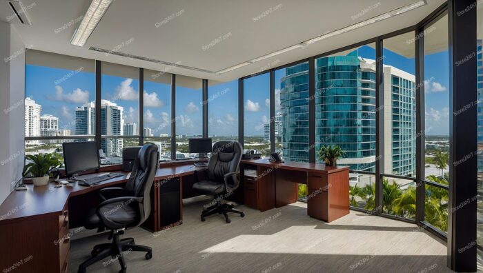 Sunny High-rise Corner Office View