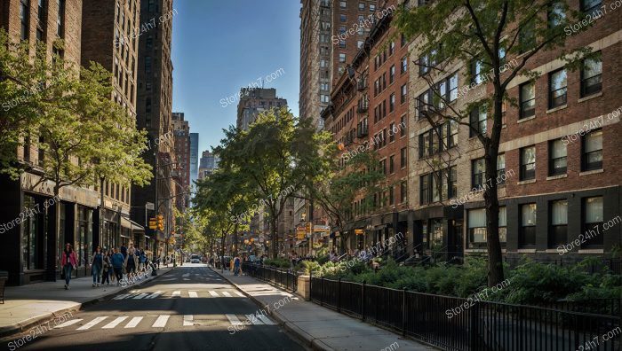 New York Urban Greenway Under Sunlight