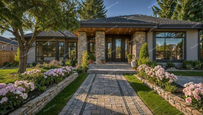 Modern Stone Front Single Home