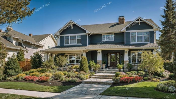 Charming Blue Craftsman House Landscaping