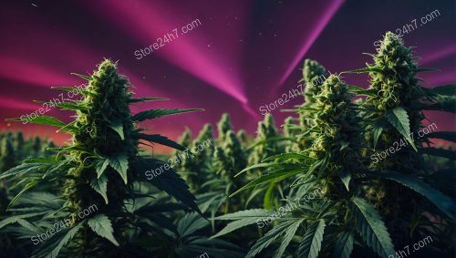 Cannabis Buds Under Northern Lights