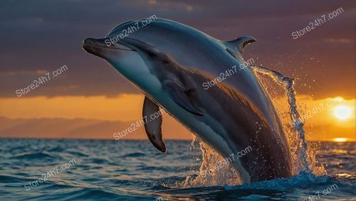 Dolphin Leap at Golden Sunset