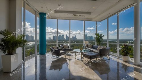 Sleek High-Rise Office Lounge View
